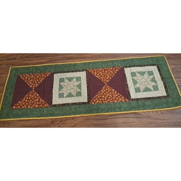 Quilted Centerpiece Table Runner Handmade Reversible Patchwork Floral 53x18 - Picture 2 of 5